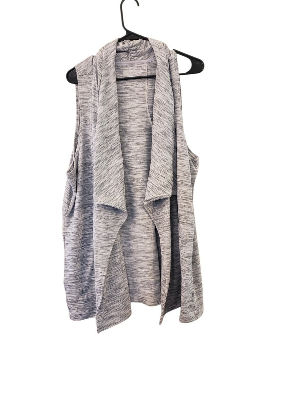 CJ Banks Light Gray Open-Front Sleeveless Vest